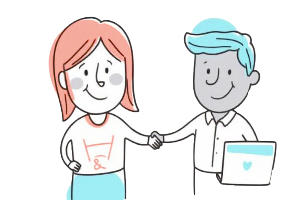 Handschlag-Illustration zwischen zwei Personen - Partnerschaft bei 3raum Campus