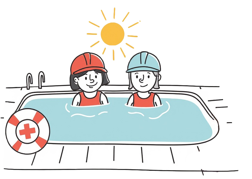 Zwei Rettungsschwimmer im Schwimmbecken - Rettungsschwimmer im Bäderbetrib