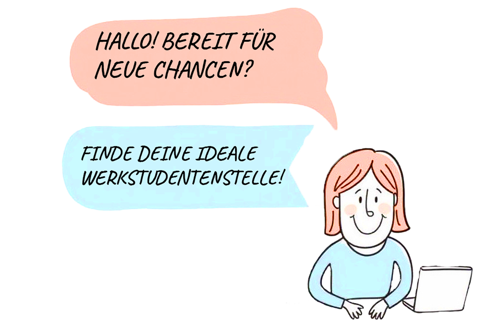 Person am Laptop mit Sprechblasen - Vielseitige Einsatzbereiche für Werkstudierende